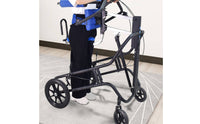 Wheeled Gait Training Machine with Seat Padded Standing Assistance Device with Wheels Adjustable Rehabilitation Equipment Heavy-Duty for Stroke Survivors, Elderly
