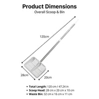 Cat Scooper with Long Handle Litter Sifter, Stainless Steel Metal Large Litter Scooper, Extended Handle Cat Owner Gift for Apartment Living Use