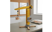 Realistic Wooden Vertical Structure Crane Stable Base Toy Vertical Structure Crane Yellow and Gray for Children