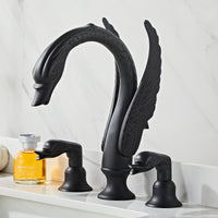 European Style Black Copper Three-Hole Basin Faucet with Crystal Handle