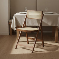 Wooden Folding Chair Woven Furniture for Storage