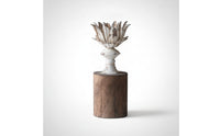 Candle Holder Distressed Candlestick Candle Stand with Wood Base Vintage Decor for Mantel