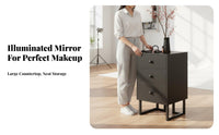 Lighted Vanity Set Adjustable Lighting Professional Studio Vanity with Arched Mirror Modern Minimalist Design Padded Stool