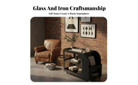 Movable with Wheels Multi-Level Rolling Side Table Mobile Design Multi-Tier Rolling Mobile Unit Space-Saving Household Furniture Reeded Glass Surface for Apartment Dwellers, Homeowners, Office Workers, Living Room, Small Areas, Bedroom, Kitchen
