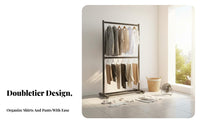 Freestanding Garment Rail Foldable Open Wardrobe System Portable Minimalist Design for Apartment Dwellers, Renters, Laundry Room