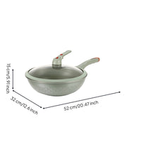 Wok with Glass Lid Nonstick Wok Pan with Lid Spacious Stir Fry Pan for Home Cooks, Induction Cooktop, Kitchen