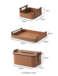 Oval Leather Tissue Box Cover for Tabletop