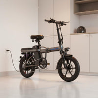 14 Inch Folding Electric Two-Wheeler Long Range Foldable Electric Two-Wheeler Variable Speed Motor Foldable Electric Bike for Riders, Commuting