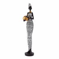 African Woman Figurine Elegante Figurine with Bowl Slender for Bookshelf