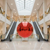 Glossy Christmas Ornament with Gold Cap Reflective Christmas Ornament Round Hanging Baubles Decorative for Holiday Display