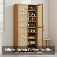 Bamboo Footwear Organizer Large Capacity Shoe Cabinet Space-saving Storage Household Furniture with Breathable Panels Suitable for Families Adults Hallway Bedroom