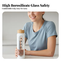 Large Capacity Bamboo Lid Glass Bottle Portable Design Glass Bottle Bamboo Lid Complimentary for Fitness Enthusiasts, Students, Travel, Home