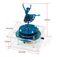 USB Powered DIY Electronic Music Box 7-Color Flashing LEDs Rotating Ballerina Music Box 6 Built-in Melodies Soldering Project Adjustable Rotation Speed for Hobbyists, Beginners