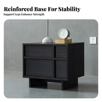Black Two-Drawer End Table Minimalist Design Nightstand Sturdy Construction