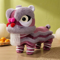 Lion Dance Stool Padded Cushioned Textile Lion Stool Rounded Head Kids Furniture for Children