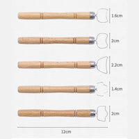 Ceramic Tool Set with Wooden Handle Stainless Steel Clay Cutter and 12 Cup Handle Mold Templates