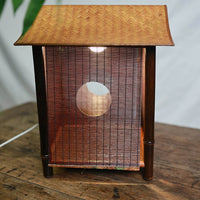 手工竹编紫竹灯屋中式台灯灯笼茶室禅意氛围灯茶台灯工艺品