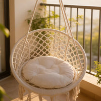 Hanging Chair Pillow Multi-Purpose Round Tufted Cushion Warm for Patio, Students