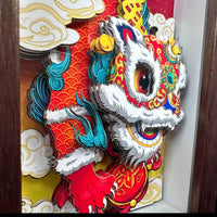 Lion Dance Paper-Cut Art Handmade Desktop Ornament Traditional Chinese Design