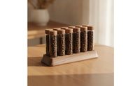 Coffee Bean Display Base with Glass Tubes Coffee Bean Tube Holder with Wooden Base Organized Rack for Baristas