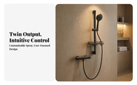 Wall-Mounted Shower Kit with Shelf | Matte, Thermostatic Shower Mixer, for bath