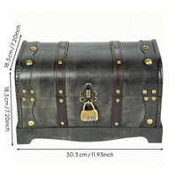Decorative Wooden Chest Dark Gray Antique Design Chest Brass-Tone Hardware
