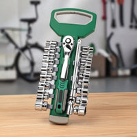 72-Tooth Metric Socket Set Chrome-Plated Socket Wrench Kit with Case Heavy Duty Ratchet Wrench Set Long-Lasting for Mechanics, Garage
