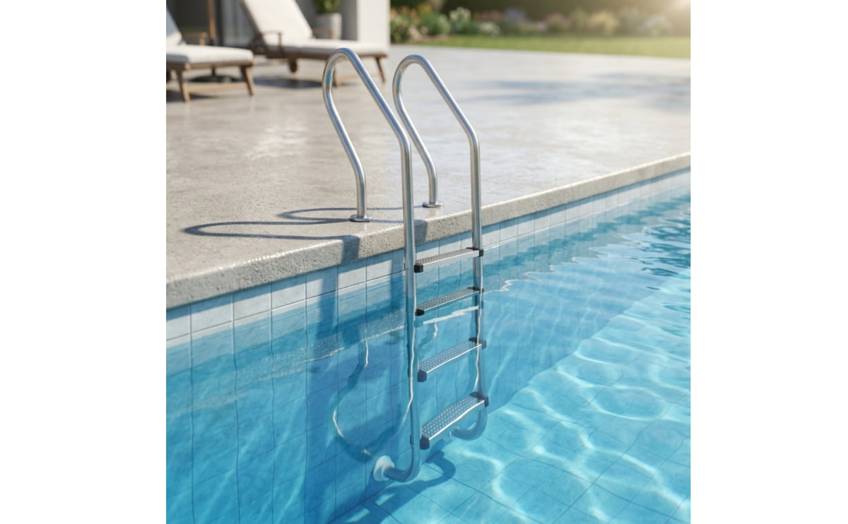 4-Step Pool Ladder Stainless Steel Ladder with Handrails Non-Slip Pool Stairs
