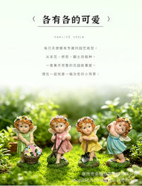 跨境新品小天使园丁摆件温馨雕塑节日礼物庭院微景观花园树脂工艺