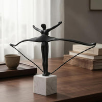 Abstract Figure Sculpture Matte Finish Tabletop Ornament Black Minimalist Abstract Figurine for Coffee Table