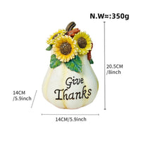 Pumpkin Figurine Carved Pumpkin with Sunflowers Harvest for Tabletop