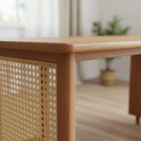 Cane Woven Writing Desk Minimalist Design Wooden Home Office Desk