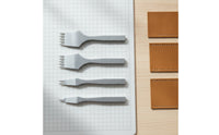 4 Pieces White Steel Leather Pricking Iron Set Sharp Diamond Stitching Punch Set Polished Leather Stitching Punch Multiple Sizes for Leathercrafters, Artisans, Hobbyists, Leathercrafting