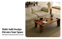 Wabi-Sabi Design Block Leg Center Table Japanese Aesthetic Household Furniture Vintage Look Rustic appeal for Tea lovers, Guesthouse Owners, Interior Designers, Living Room, Lounge Area