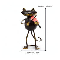 Metal Feline Figure Figurine Tabletop Cat Figurine Whimsical Ornaments for Desk