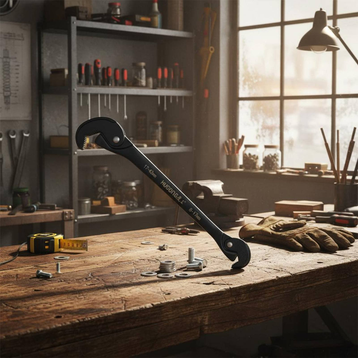 Multifunctional Multifunction Pipe Wrench Labor-Saving Design Adjustable Pipe Wrench Long-Lasting Material Double-Ended Spanner Industrial Grade for Plumbers, DIYers, Mechanics, Workshop