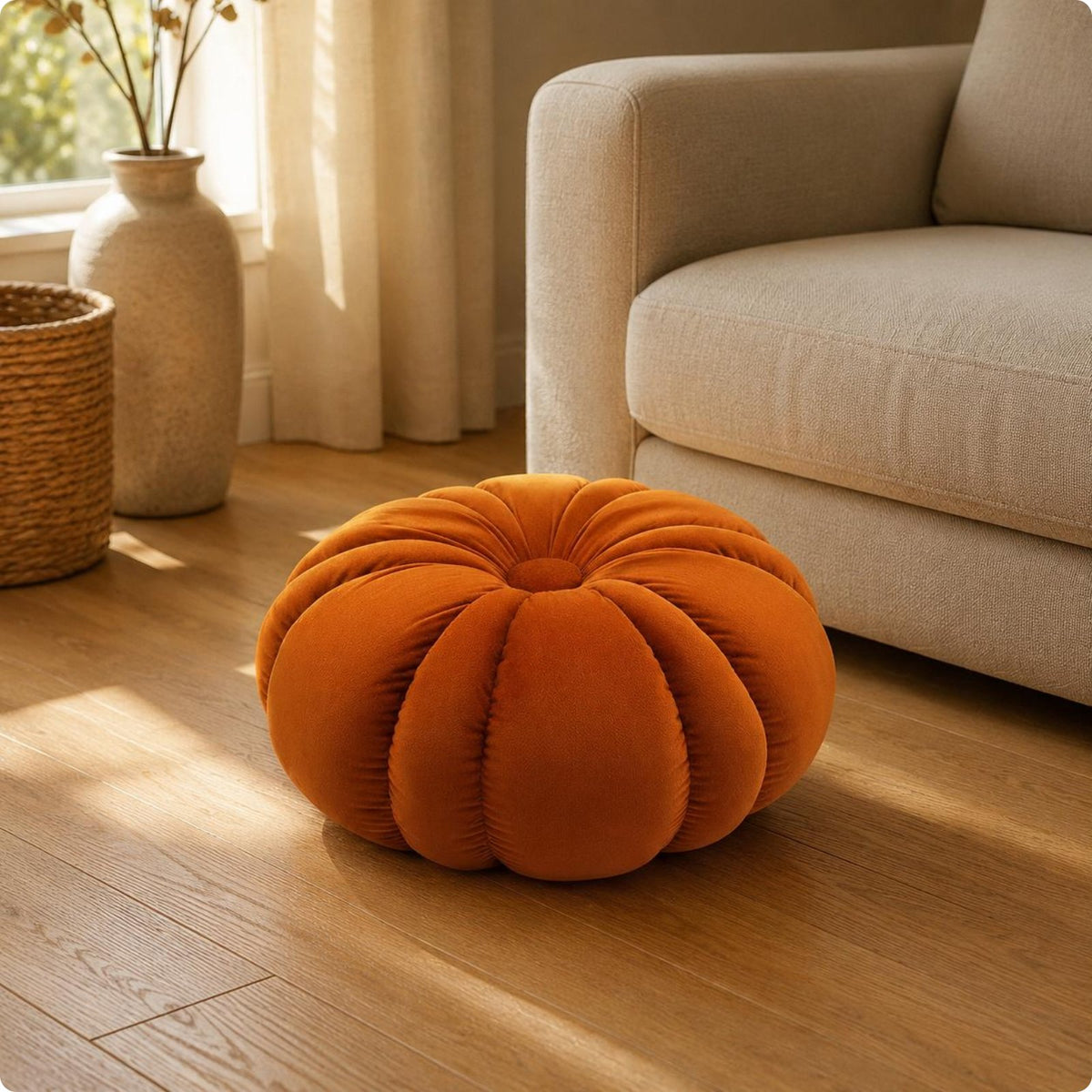 Pumpkin Stool Decorative Pumpkin Ottoman Cushioned for Bedroom