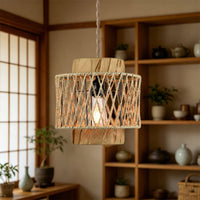 Handwoven Hanging Lamp Shade Light Luxury Design Woven Lampshade Natural Texture