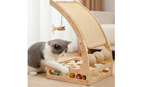 Cat Scratching Board with Rollers Curved Cat Scratcher with Play Spheres Stable Pet Activity Center for Small Apartments