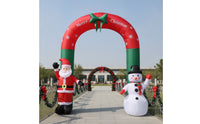 Christmas Inflatable Arch Festive Christmas Arch with Santa and Snowman Large Stable for Yard, Courtyard