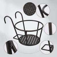 Reinforced European Style Balcony Railing Planter Rack Hanging Iron Art Flower Pot Holder Outdoor Storage Shelf