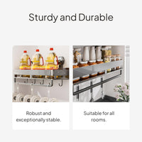 Wall Mounted Kitchen Rack, No-Drill Suction, Carbon Steel