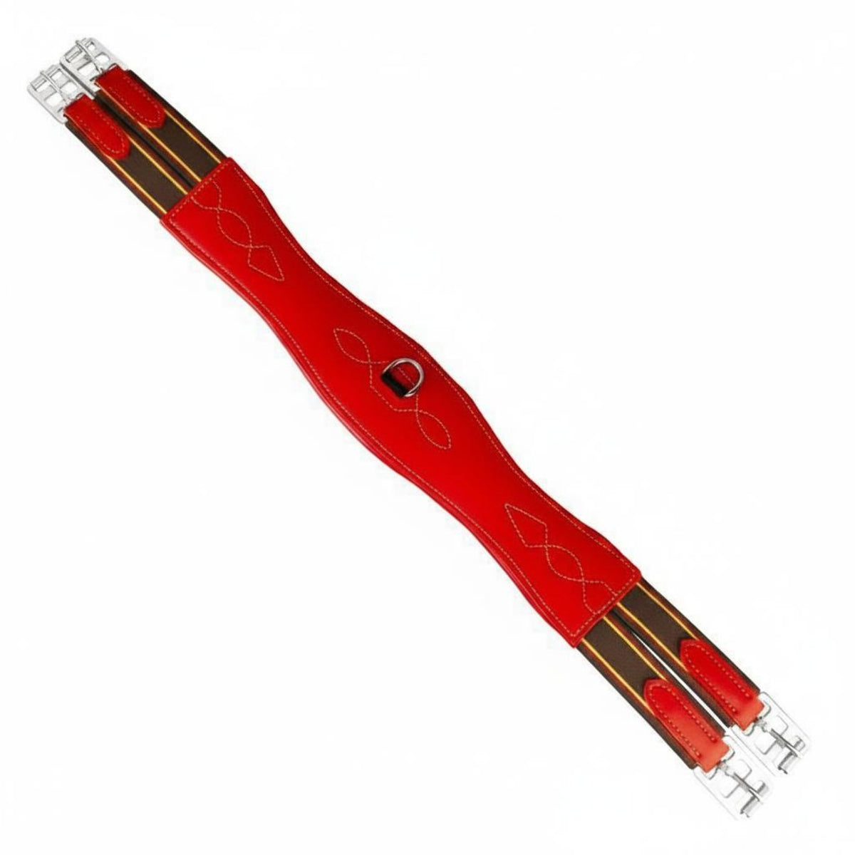 Contoured Girth Decorative Stitching Padded Horse Girth Metal Buckles