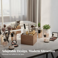 Rotating Multi-Compartment organizer Large Capacity Makeup Brush Container for Women