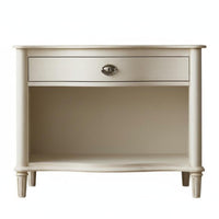 Drawer Nightstand French Vintage Design Single-Drawer Nightstand Distressed Finish Handmade for Guest Room, Small Spaces