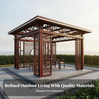 Chinese Design Pavilion Weather Resistant Aluminum Garden Gazebo Sturdy Construction Aluminum Frame Gazebo for Villa Owners, Homeowners, Backyard