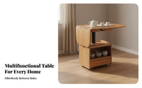 1 Piece Lift Surface Table Solid Wood Folding Dining Table Cart Foldable Convertible Multi-functional Ergonomic Adjustable Height Remote Workstation Suitable for Homeowners Small Areas Living Room