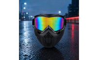 Adjustable Riding Goggles with Face Mask Non-Slip Motorcycle Goggles with Mask Breathable Detachable Face Guard Anti Scratch for Riders, Outdoor Workers