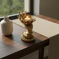 2 Pieces Butter Lamp Stand Spiritual Ambiance Buddhist Candle Stand Gold Finish