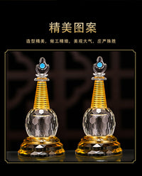K9 Crystal Stupa with Saffron, Relics, and Amrita Pills for Buddhist Offering